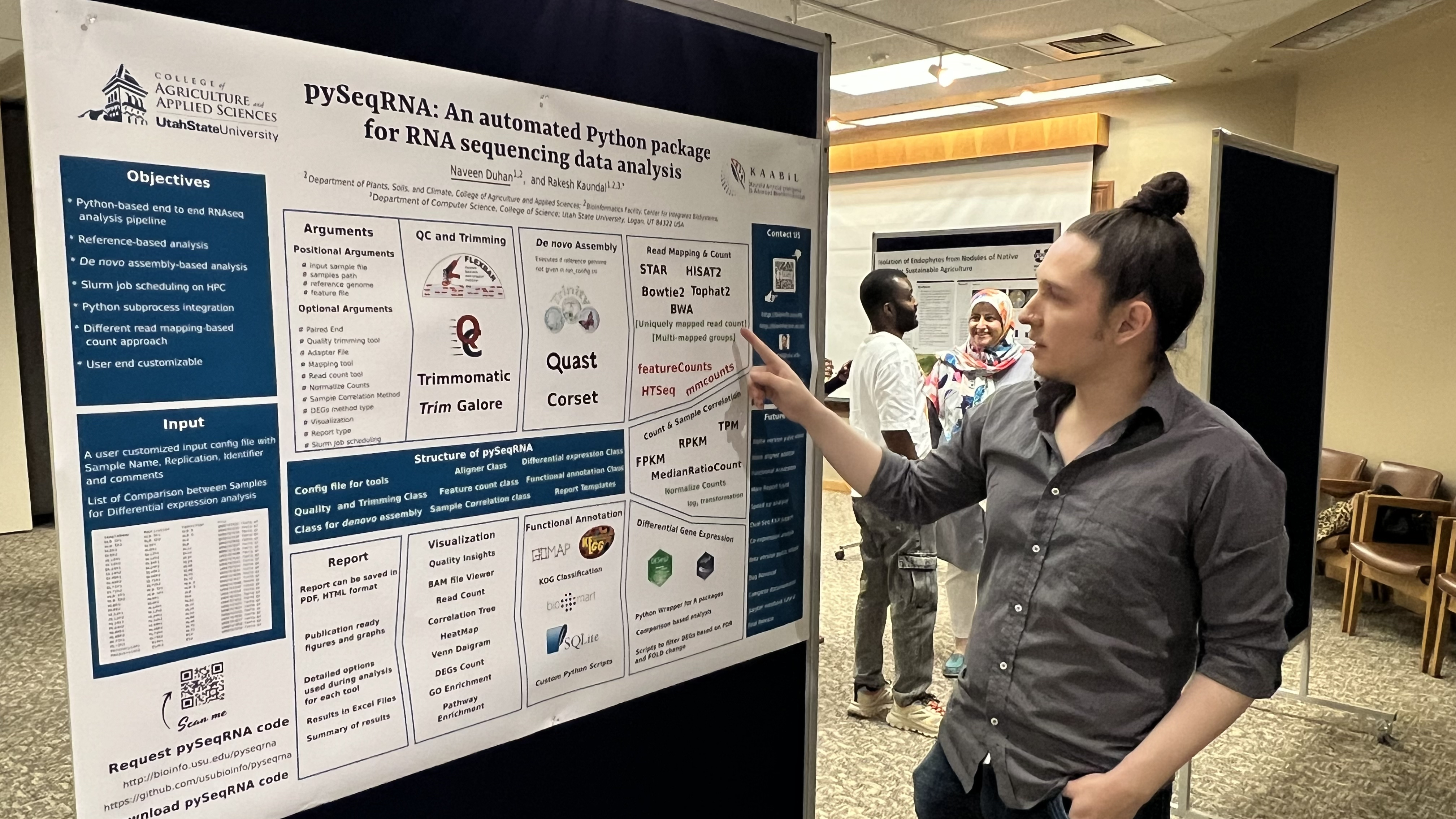 Students and researchers presenting posters at the Plants, Soils and Climate Department Showcase.